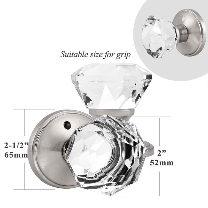 Probrico Crystal Privacy Door Knobs Keyless Lock with Round Rosette & Reviews Wayfair